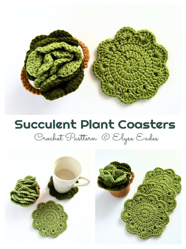 Succulent Plant Coasters Crochet Pattern
