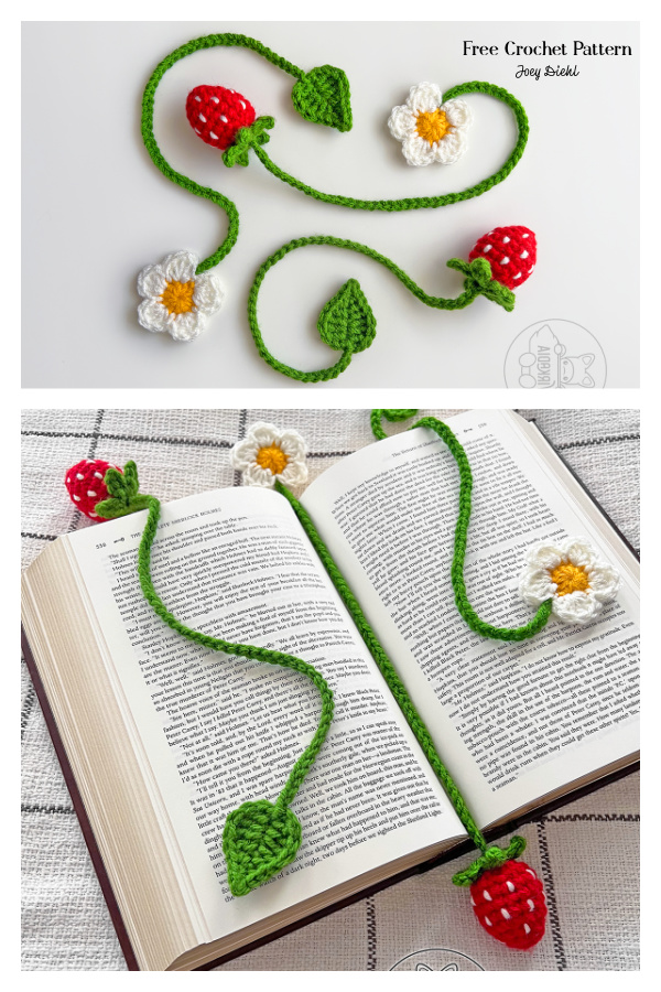 Strawberry Bookmark Set Free Crochet Pattern