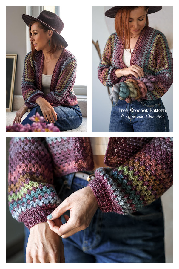 Granny Stitch Increscent Cardigan Free Crochet Pattern
