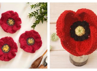 Poppy Flower Appliques Free Crochet Patterns Poppy Flower Appliques Free Crochet Patterns