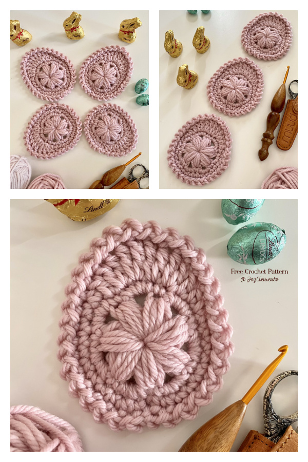 Puff Flower Easter Egg Free Crochet Pattern