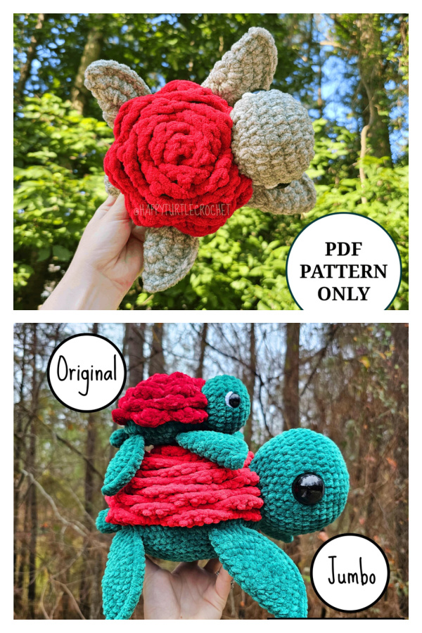 Crochet Rose Turtle Amigurumi Pattern