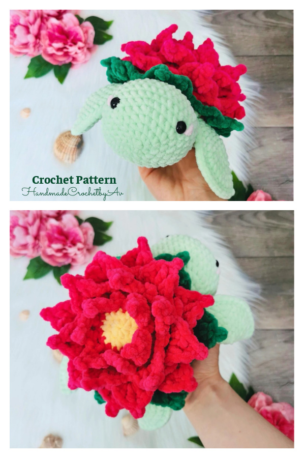 Crochet Lotus Flower Turtle Amigurumi Pattern