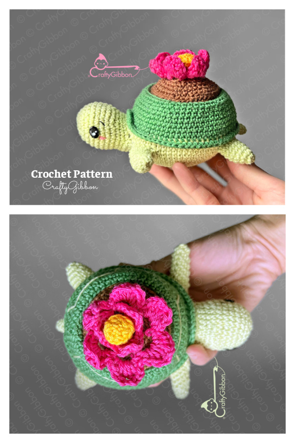 Crochet Turtle/Lotus Planter Amigurumi Pattern
