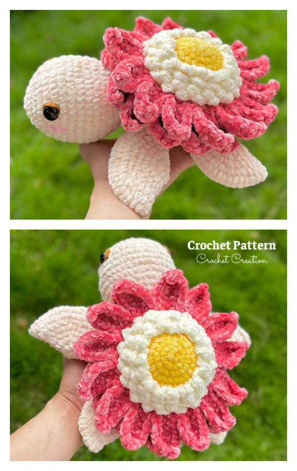 Crochet Flower Shell Turtle Amigurumi Pattern