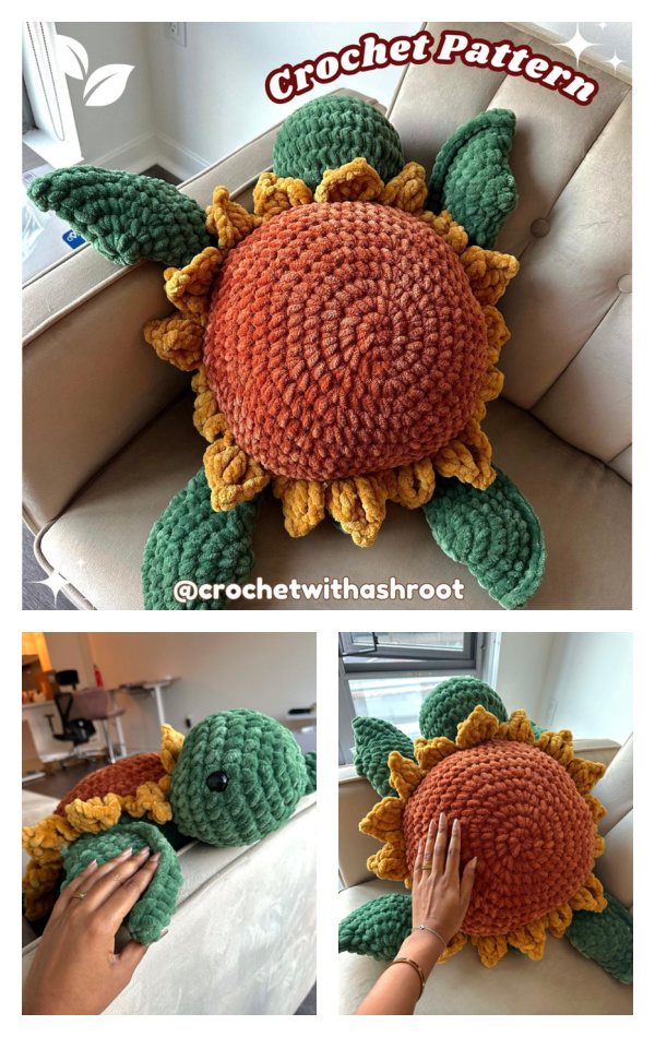 Crochet Jumbo Sun the Sunflower Turtle Amigurumi Pattern