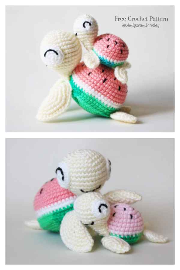 Crochet Watermelon Turtle Amigurumi Free Pattern