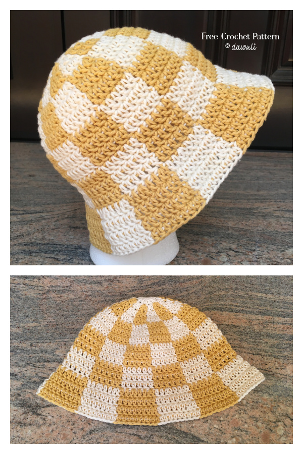 Checkerboard Bucket Hat Free Crochet Pattern