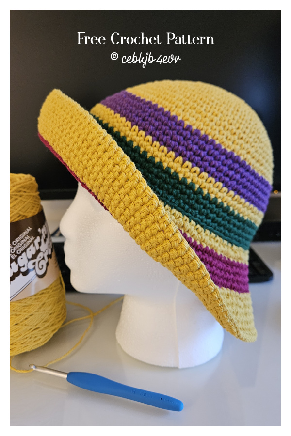 Summer Stripes Bucket Hat Free Crochet Pattern
