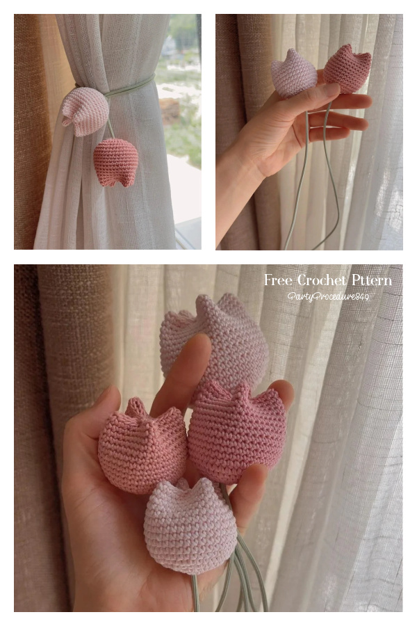 Flower Tulip Curtain Ties Free Crochet Patterns