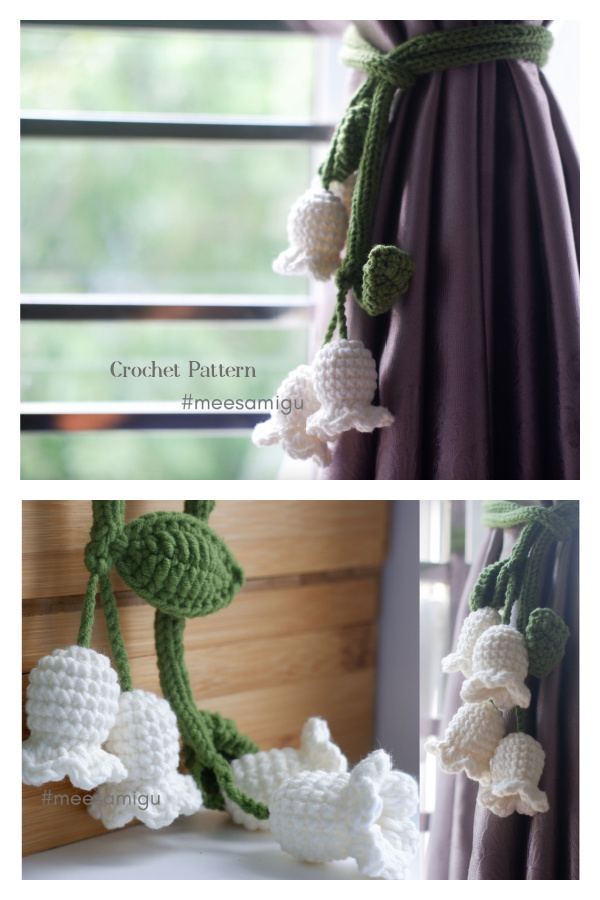 Lily Of the Valley Flower Curtain Tie Back Crochet Patterns