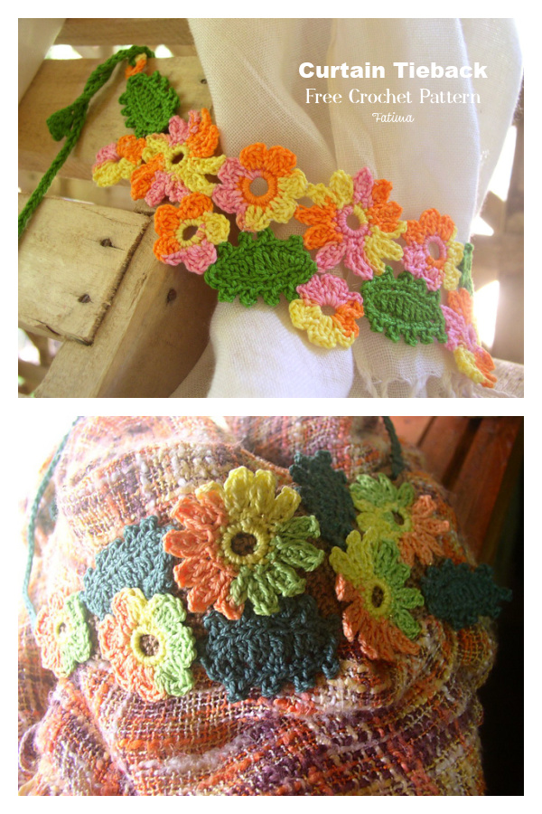 Forest Candy Flower Curtain Tie Back Free Crochet Patterns