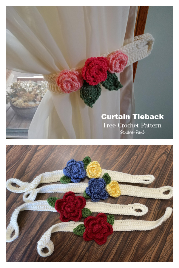 Rose Flower Curtain Tie Back Free Crochet Patterns