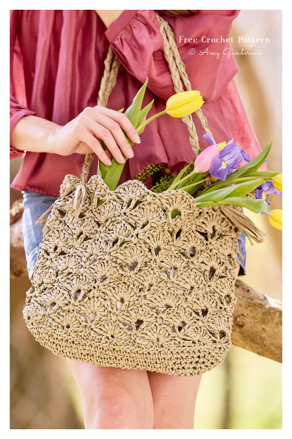 Large Raffia Sand Dune Satchel Bag Free Crochet Pattern
