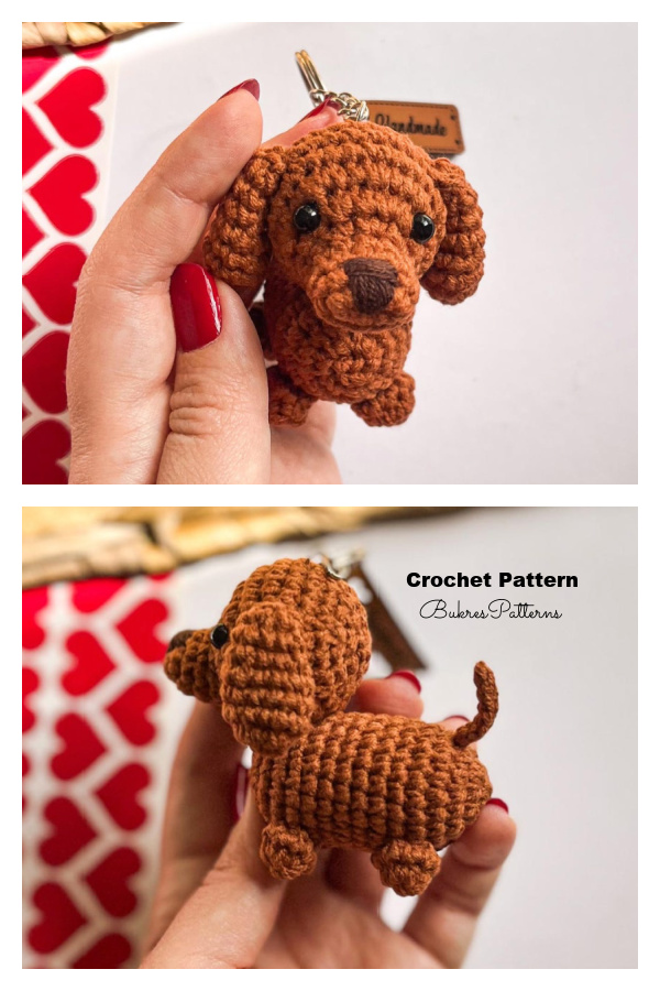 Amigurumi Dachshund Sausage Dog Keychain Crochet Pattern