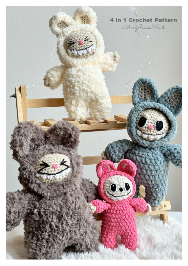 Crochet Labubu Plushie 4-in-Toy Amigurumi Pattern