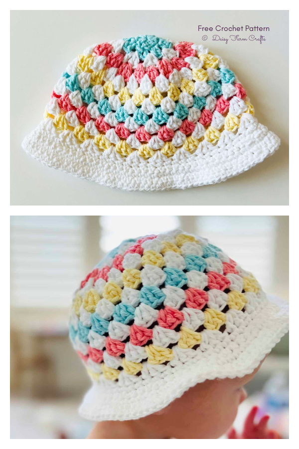 Baby Bucket of Stripes Hat Free Crochet Pattern