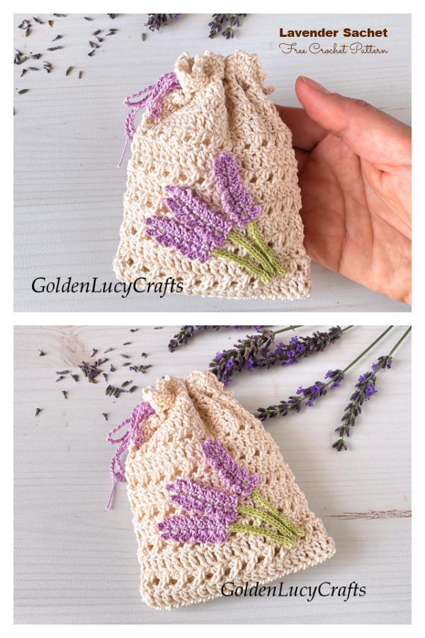 Lavender Sachet Bag Free Crochet Pattern