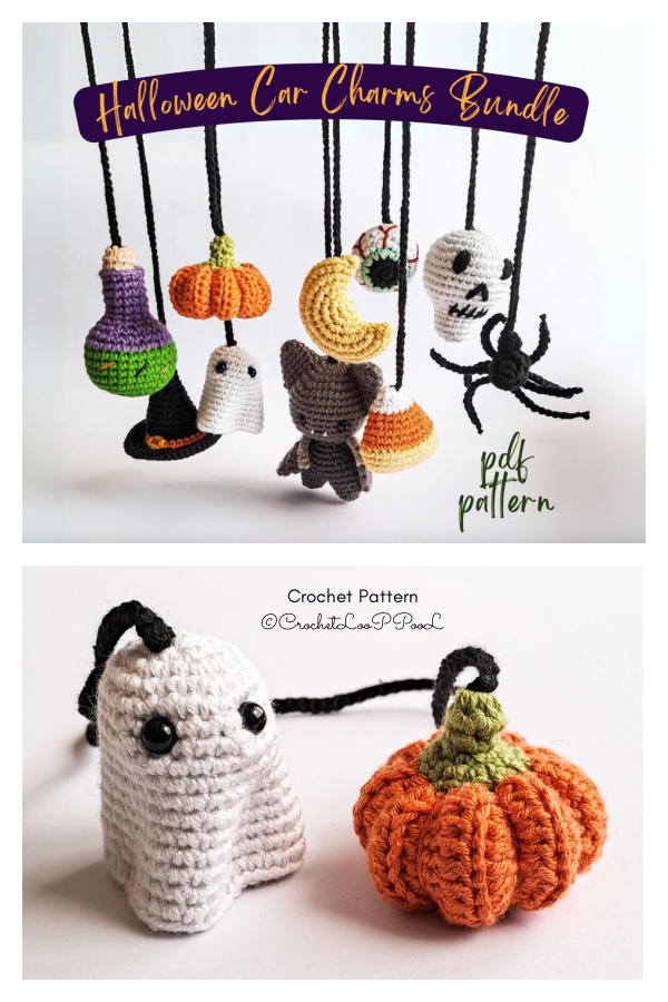 Halloween Car Charm Hanging Set Crochet Patterns