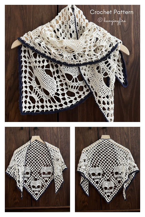 Halloween Skull Memento Mori Shawl Free Crochet Pattern