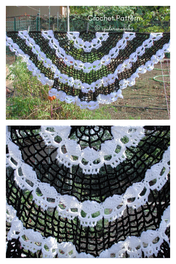 Wikked Skull Half Moon Shaw Crochet Pattern 