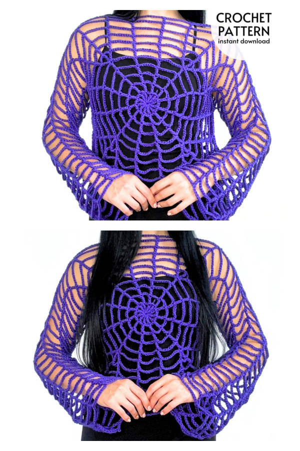 Easy Halloween Spider Mesh Top / Spiderweb Shrug Crochet Pattern