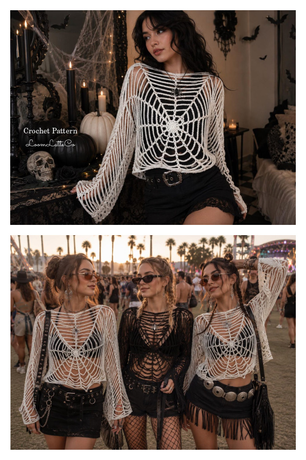 Goth Spider Web Mesh Top Sweater Crochet Pattern