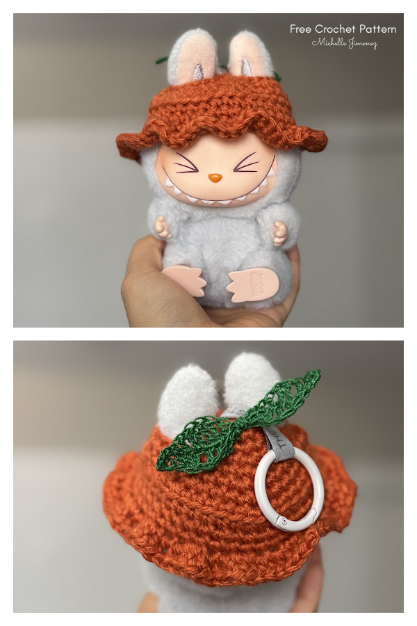 Labubu Tangerine Bucket Hat Free Crochet Pattern
