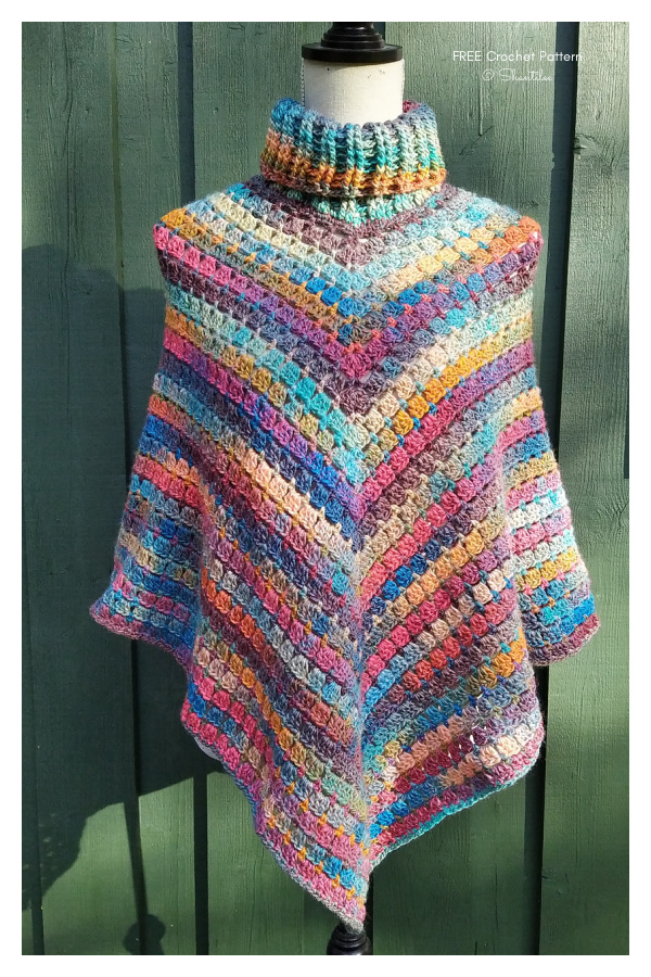 Turtle Neck Winter Poncho FREE Crochet Pattern