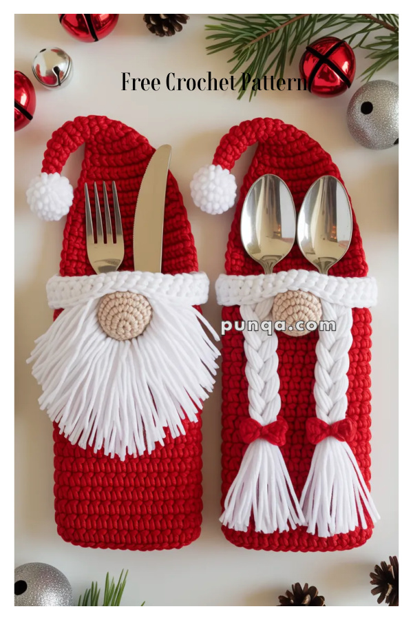 Amigurumi Christmas Gnome Cutlery Holder Free Crochet Patterns Amigurumi Christmas Gnome Cutlery Holder Free Crochet Patterns