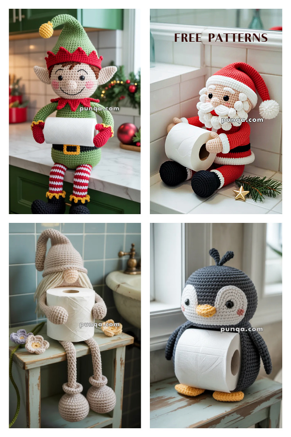 Christmas Paper Roll Holder Free Crochet Patterns