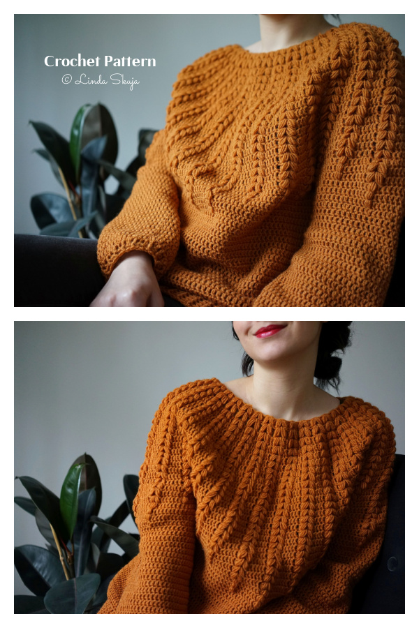 Puff Stitch Goldenrod Sweater Crochet Pattern