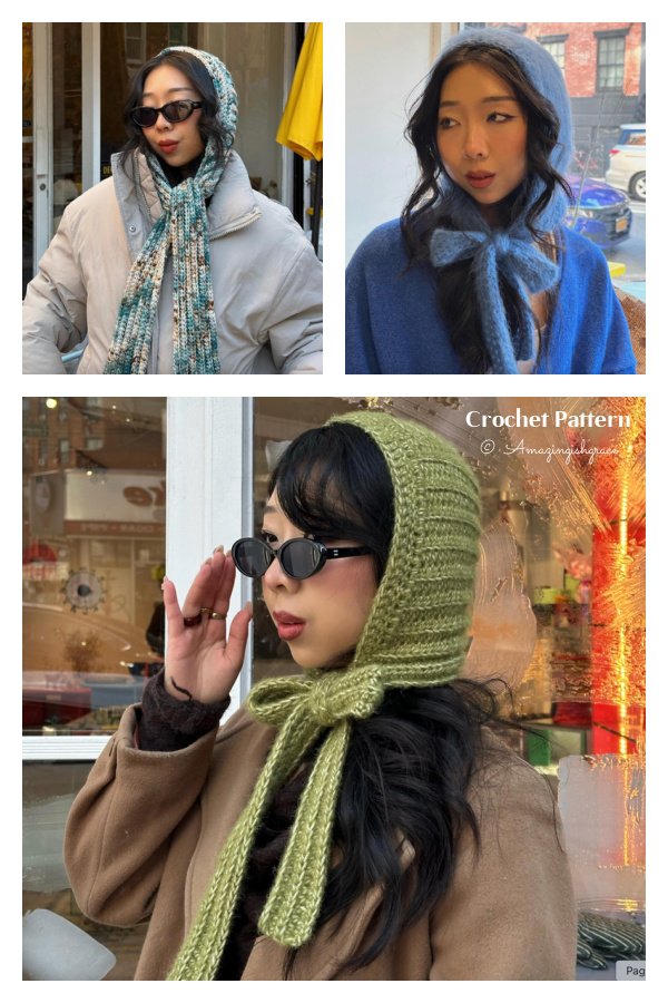 Bow Bonnet Hood Scarf Crochet Pattern