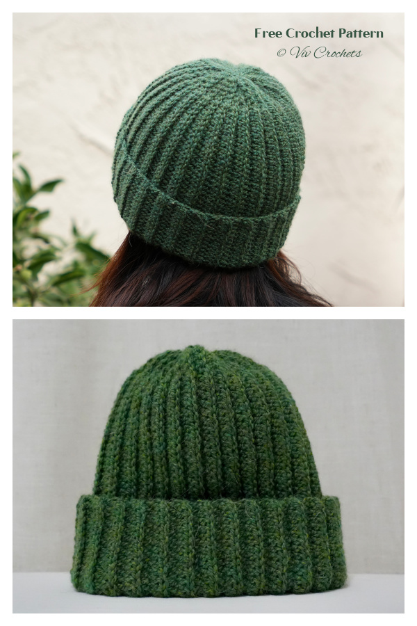 No Extra Fabric Ribbed Beanie Hat FREE Crochet Pattern
