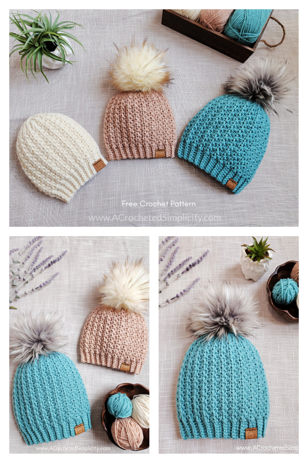Short Row Beanie & Slouch Hat FREE Crochet Pattern