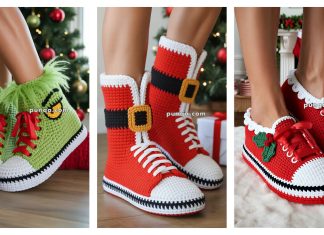 Adult Christmas Sneaker Slippers FREE Crochet Patterns Adult Christmas Sneaker Slippers FREE Crochet Patterns