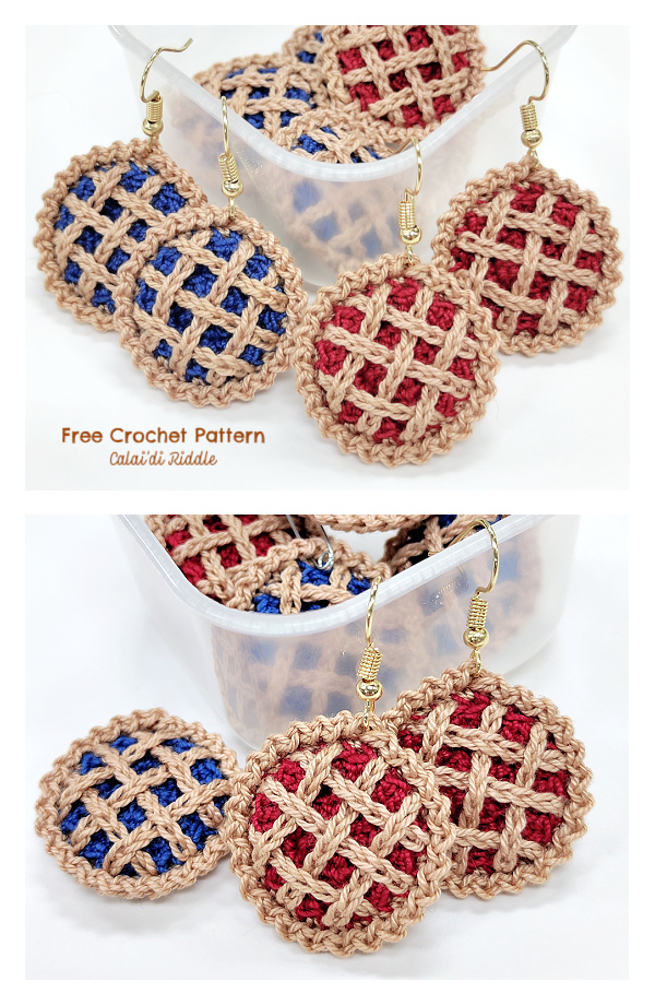 Christmas Lattice Pie Earrings Free Crochet Patterns