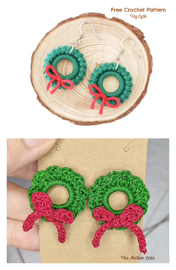 Christmas Wreath Earrings Free Crochet Patterns
