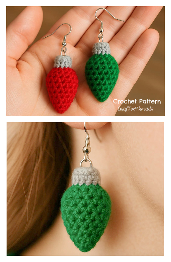 Christmas Light Bulb Earrings Crochet Patterns
