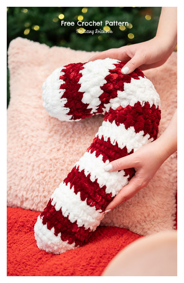 Candy Cane Pillow Free Crochet Pattern