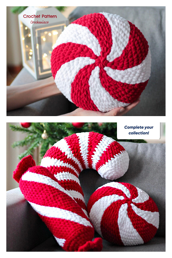 Christmas Peppermint Pillow Plush Crochet Pattern