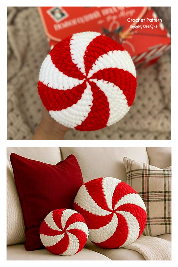 Peppermint Candy Pillow Crochet Pattern 