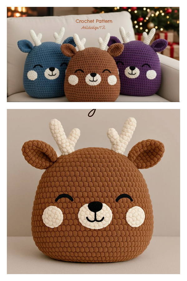 Soft Velvet Reindeer Pillow Crochet Pattern