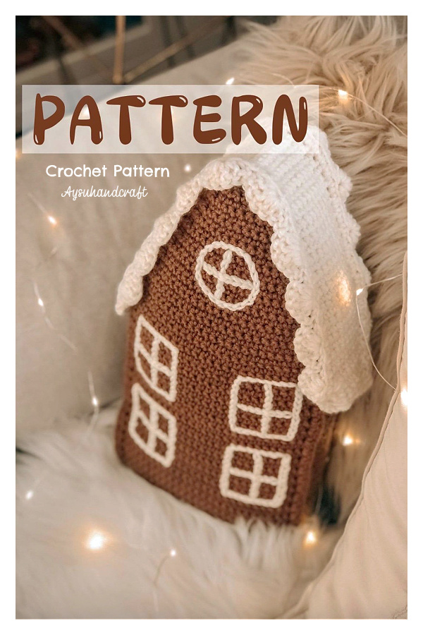 Christmas Gingerbread House Pillow Crochet Pattern