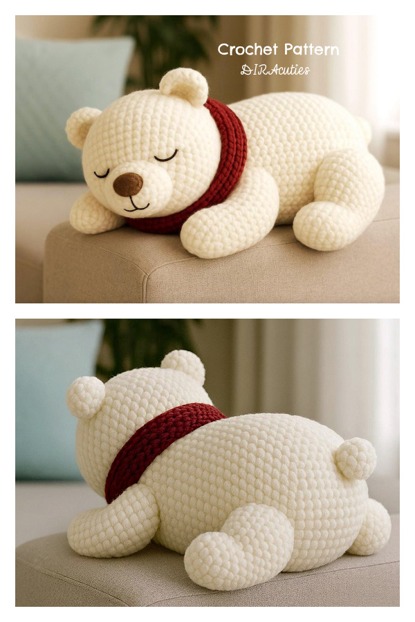 Christmas Sleepy Bear Pillow Crochet Pattern