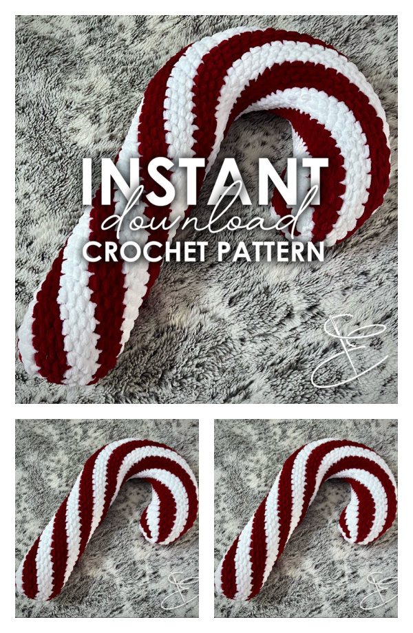 Twisted Stripes Candy Cane Pillow Crochet Pattern