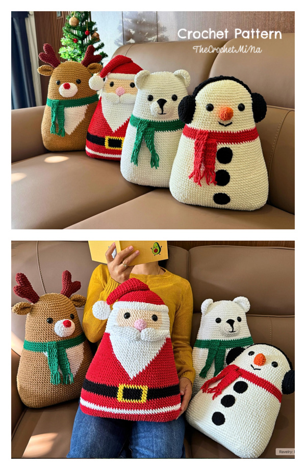 Christmas Pillows Crochet Pattern Set Crochet Patterns