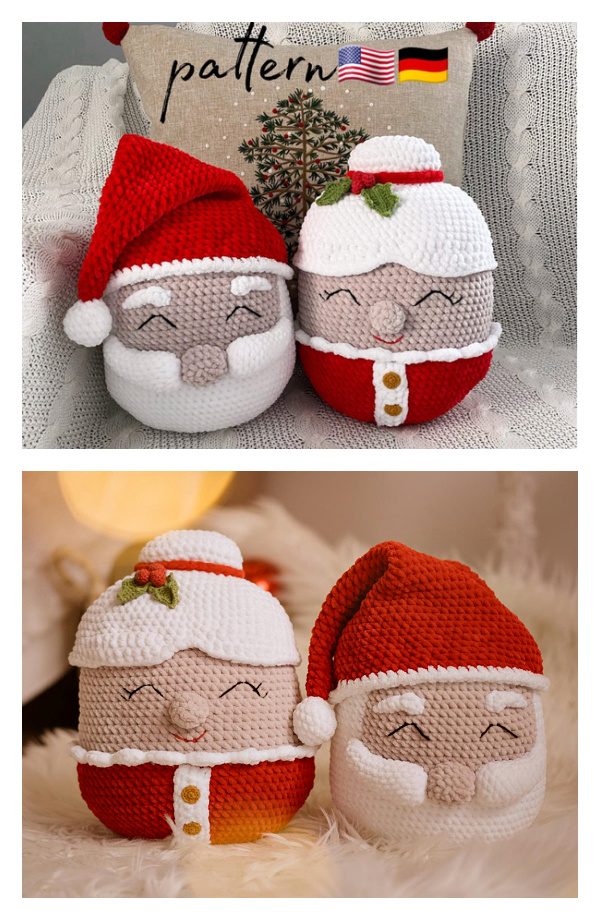 Santa & Mrs. Claus Crochet Pillow Crochet Patterns