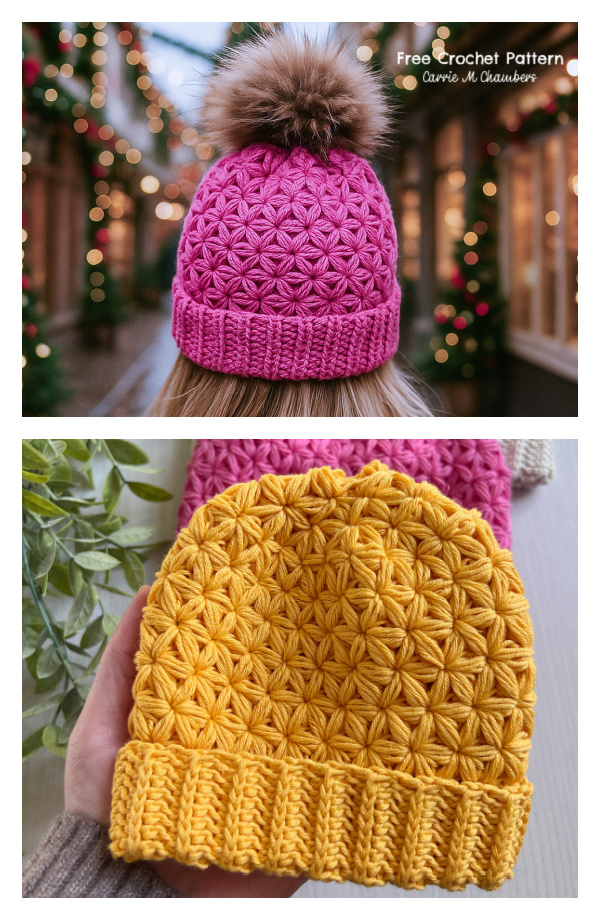 Jasmine Stitch Beanie Hat Free Crochet Pattern