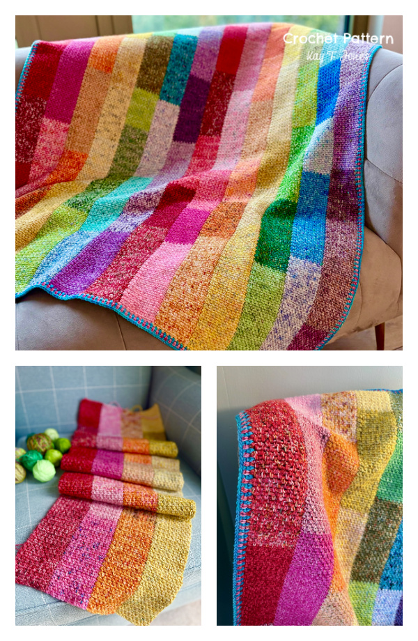 Linen Stitch Jelly Roll Blanket Crochet Pattern